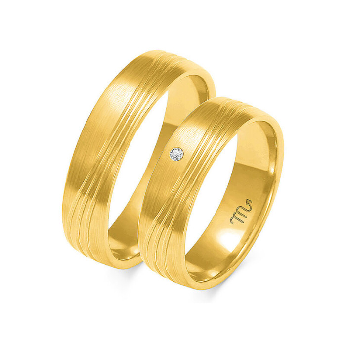 Obrączka ślubna złota 585 z diamentami Obrączka ślubna złota 585 z diamentami