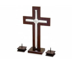 SREBRNA FIGURKA 925 KRZYŻ Z DREWNEM GRAWER KOMUNIA 24,5CM