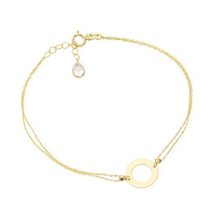 Złota bransoletka 585 kółko ring i cyrkonia Złota bransoletka 585 kółko ring i cyrkonia