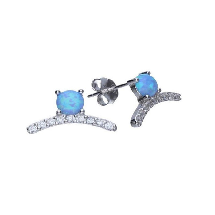 Srebrne kolczyki 925 sztyft Niebieski opal 1,72g Srebrne kolczyki 925 sztyft Niebieski opal 1,72g