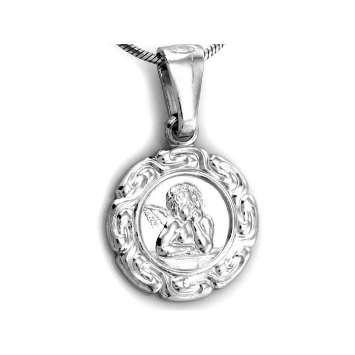 Srebrny medalik 925 okrągły aniołek 1,56g Srebrny medalik 925 okrągły aniołek 1,56g