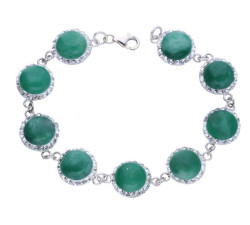 Srebrna bransoletka 925 zielone kamienie 18,00g
