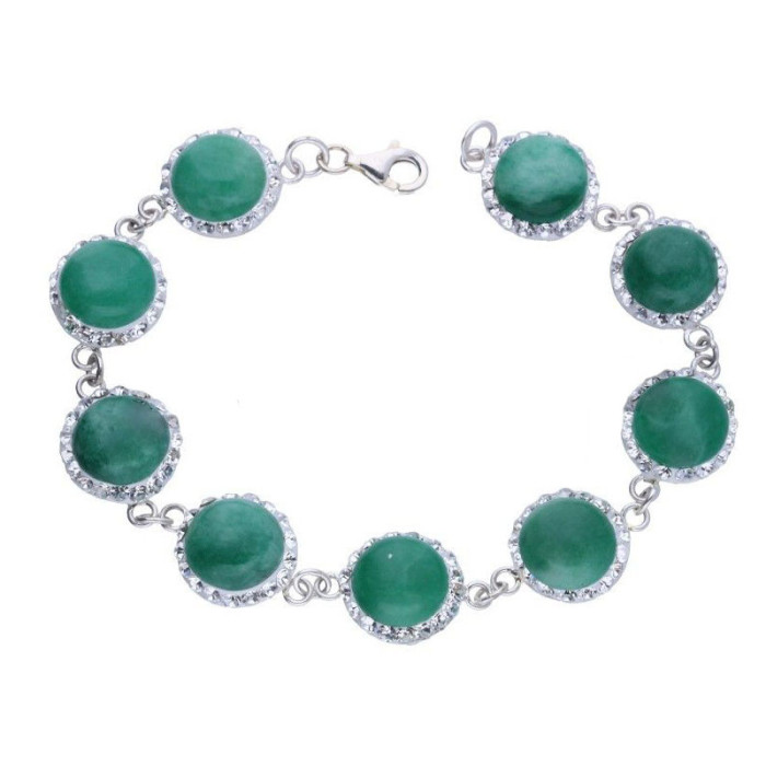 Srebrna bransoletka 925 zielone kamienie 18,00g Srebrna bransoletka 925 zielone kamienie 18,00g
