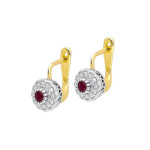 Złote kolczyki 585 eleganckie rubin z diamentami 3,1g