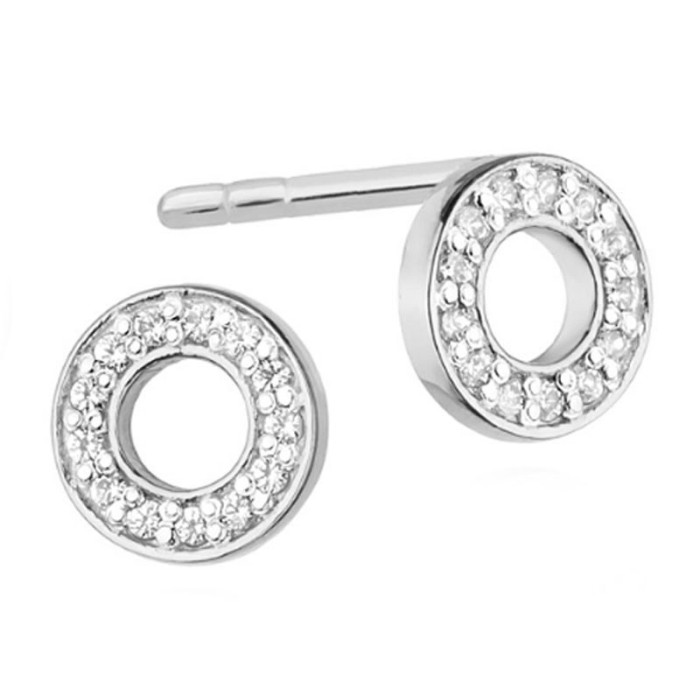 Kolczyki z białego złota 585 ringi z diamentami brylanty Kolczyki z białego złota 585 ringi z diamentami brylanty