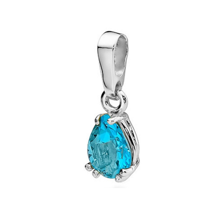 Złota przywieszka 585 łezka białe złoto topaz Złota przywieszka 585 łezka białe złoto topaz