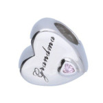 Srebrna zawieszka 925 bead serce napis: grandma 2,43g