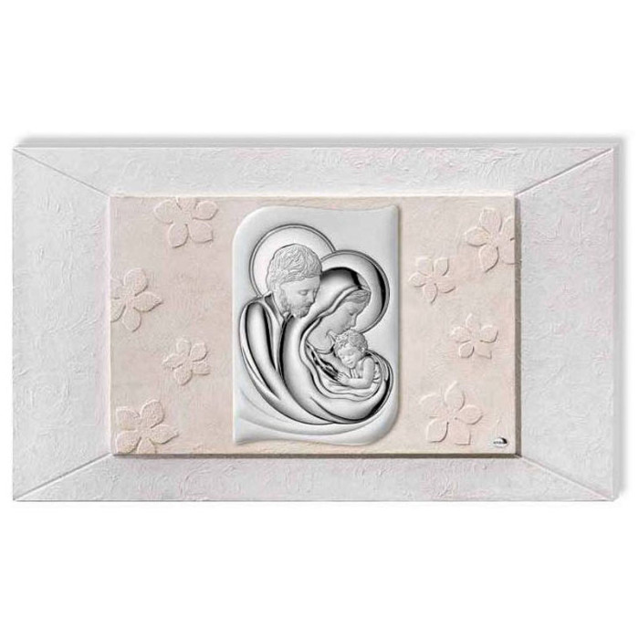 Srebrny obraz Święta Rodzina podwójne drewno 82x48cm Srebrny obraz Święta Rodzina podwójne drewno 82x48cm