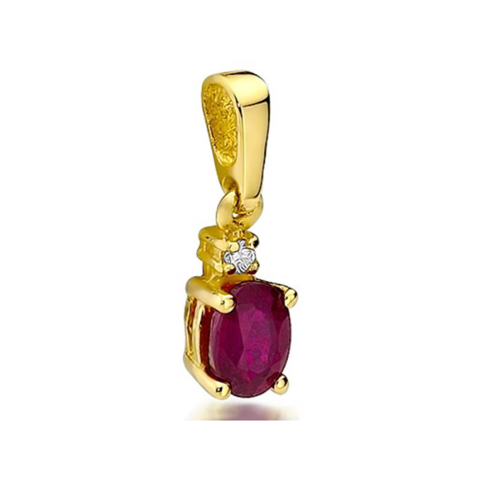 Złota zawieszka 585 z rubinem i diamentami 0,70 g Złota zawieszka 585 z rubinem i diamentami 0,70 g
