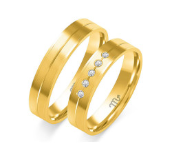 Obrączka na ślub złota 14k 585 z diamentami