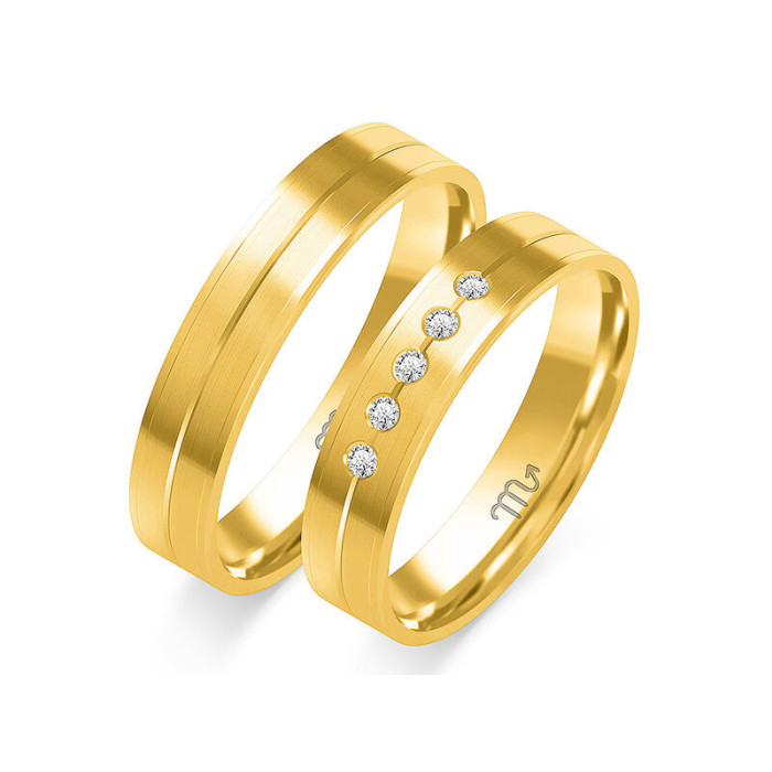 Obrączka na ślub złota 14k 585 z diamentami Obrączka na ślub złota 14k 585 z diamentami