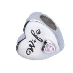 Srebrna zawieszka 925 serce bead napis wife 2,36g