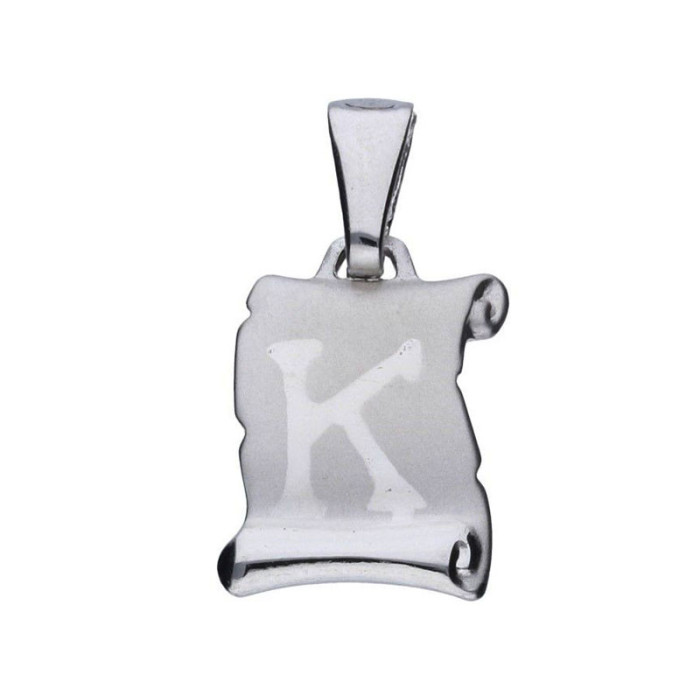 Srebrna zawieszka 925 papirus z literką K 1,55g Srebrna zawieszka 925 papirus z literką K 1,55g