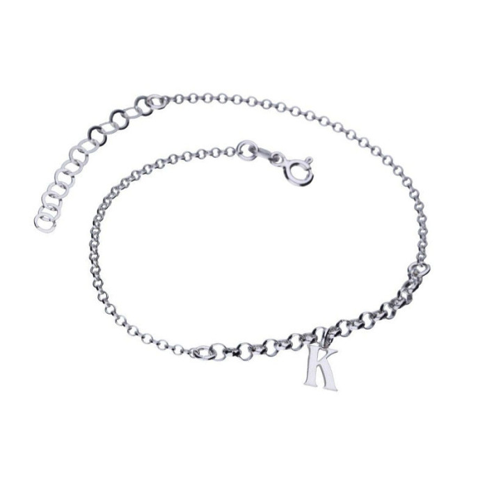 Srebrna bransoletka 925 gładka literka K 1,80g Srebrna bransoletka 925 gładka literka K 1,80g