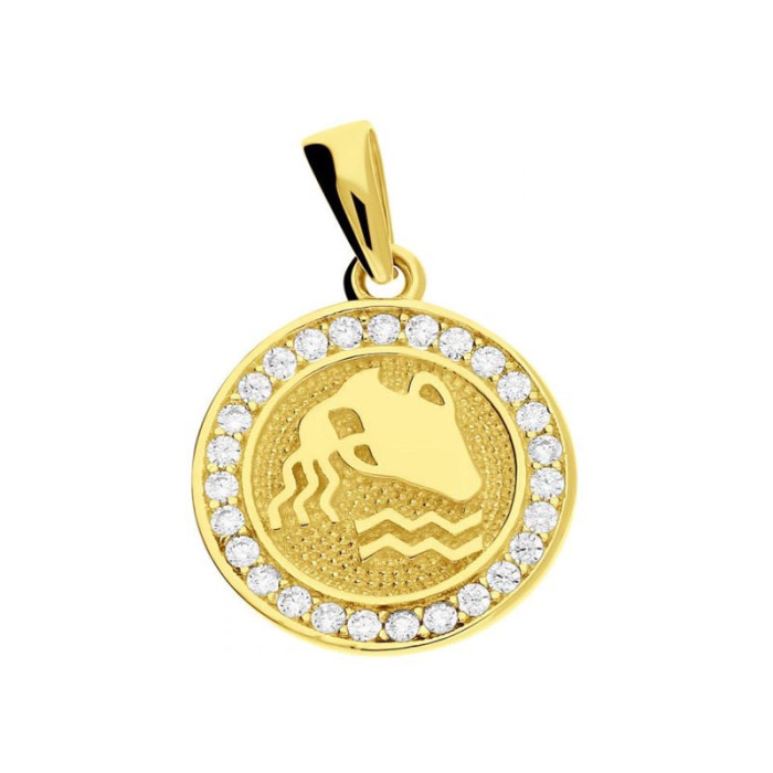 Złota przywieszka 375 ZNAK ZODIAKU WODNIK Z CYRKONIAMI 0,99g Złota przywieszka 375 ZNAK ZODIAKU WODNIK Z CYRKONIAMI 0,99g