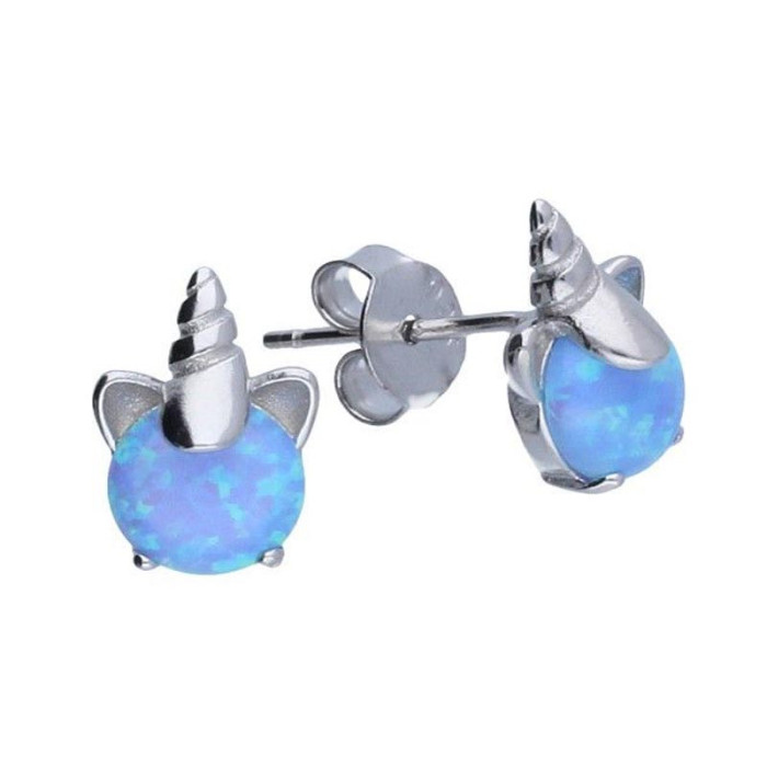 Srebrne kolczyki 925 Jednorożec opal 1,36g Srebrne kolczyki 925 Jednorożec opal 1,36g