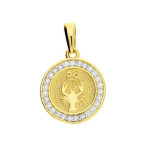 Złota przywieszka 375 ZNAK ZODIAKU BLIŹNIĘTA Z CYRKONIAMI 1,06g