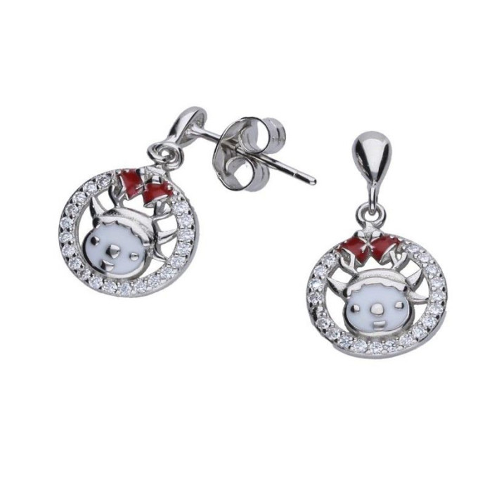 Srebrne kolczyki 925 Renifery z cyrkoniami 2,32g Srebrne kolczyki 925 Renifery z cyrkoniami 2,32g