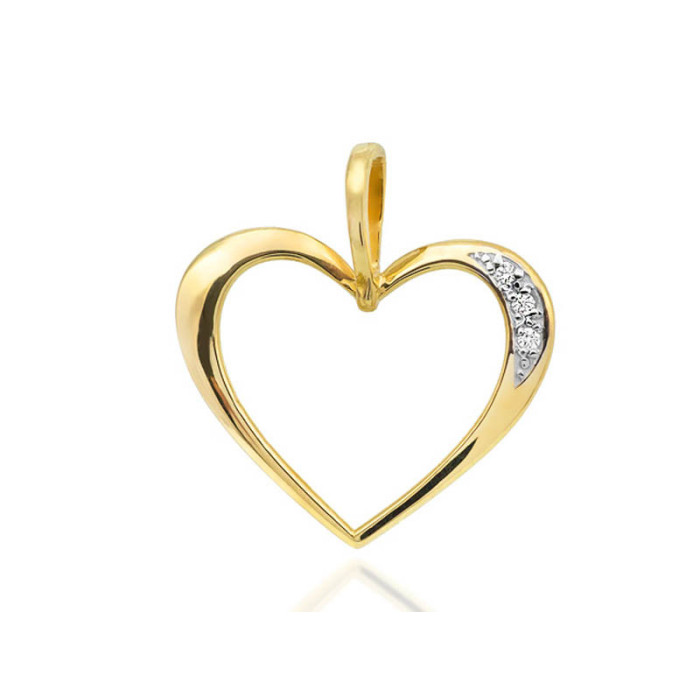 Złota przywieszka 585 z diamentami serduszko Złota przywieszka 585 z diamentami serduszko