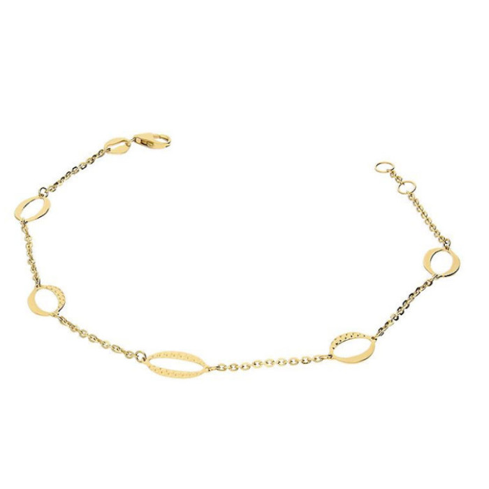 Złota bransoletka 585 diamentowane owale 18cm Złota bransoletka 585 diamentowane owale 18cm