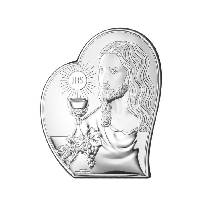 SREBRNY OBRAZ 925 JEZUS CHRYSTUS W SERCU RYNGRAF 12x14,5cm SREBRNY OBRAZ 925 JEZUS CHRYSTUS W SERCU RYNGRAF 12x14,5cm