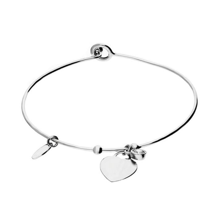Srebrna bransoletka 925 BANGLE Z SERDUSZKIEM 3,45g