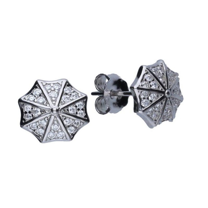 Srebrne kolczyki 925 sztyft parasolki z cyrkoniami 1,90g