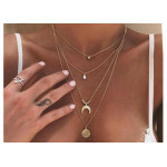 Naszyjnik księżyc choker przywieszka moneta