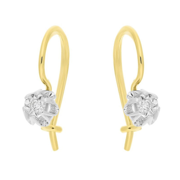 Złote kolczyki 585 kwiatek z diamentem 1,18g Złote kolczyki 585 kwiatek z diamentem 1,18g