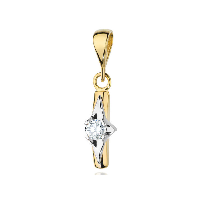 Złota przywieszka 585 wąska elegancka z brylantem Złota przywieszka 585 wąska elegancka z brylantem