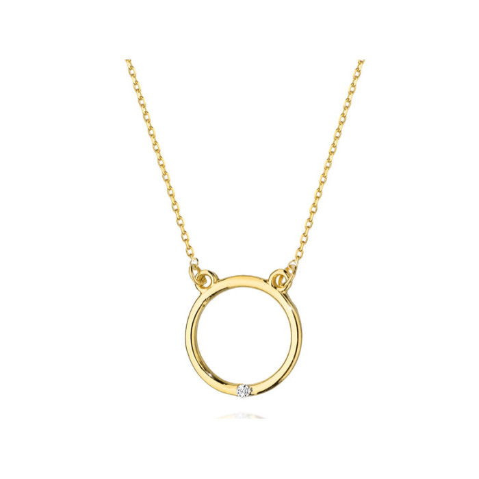 Złoty naszyjnik 585 ring z diamentami 1,05g Złoty naszyjnik 585 ring z diamentami 1,05g