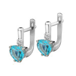 Złote kolczyki 585 serca topaz z diamentami 3,2g