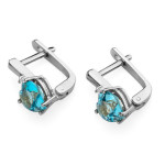 Złote kolczyki 585 serca topaz z diamentami 3,2g
