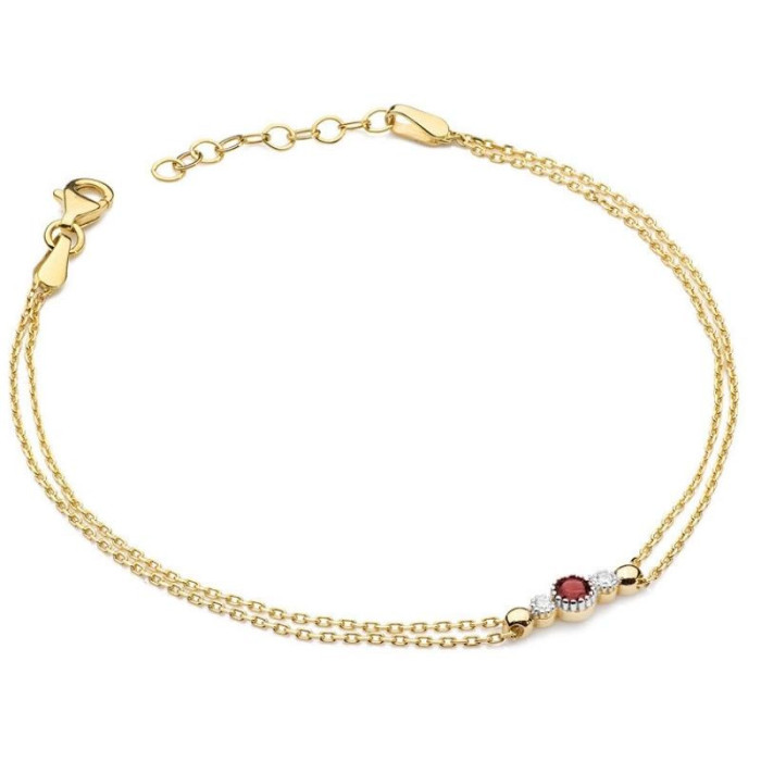 Złota bransoletka 585 z diamentami i rubinem 1,70 g Złota bransoletka 585 z diamentami i rubinem 1,70 g