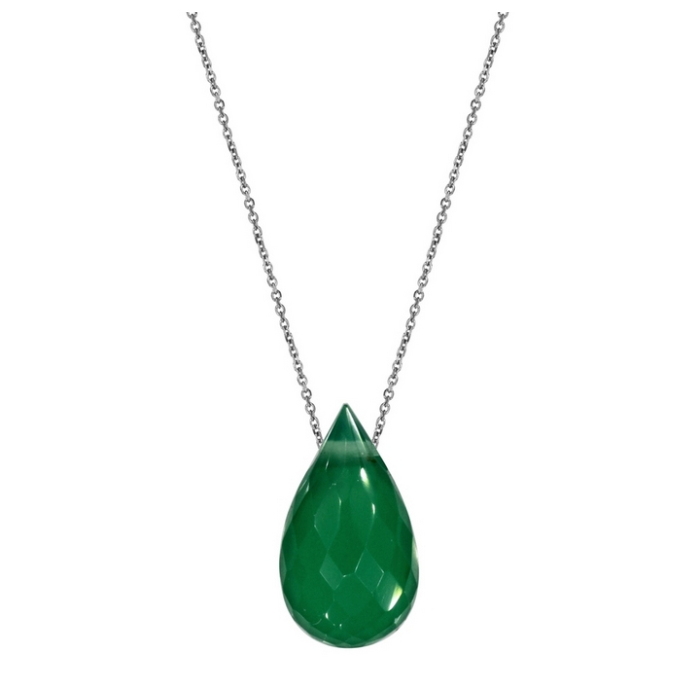 Srebrny naszyjnik 925 kropla kamień Chalcedon zielony Srebrny naszyjnik 925 kropla kamień Chalcedon zielony