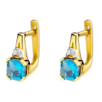 Złote kolczyki 585 angielskie topaz Diamenty