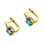 Złote kolczyki 585 angielskie topaz Diamenty