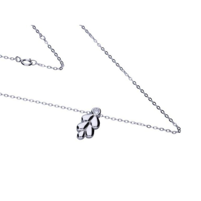 Srebrny naszyjnik 925 liść cyrkonia 2,64g Srebrny naszyjnik 925 liść cyrkonia 2,64g
