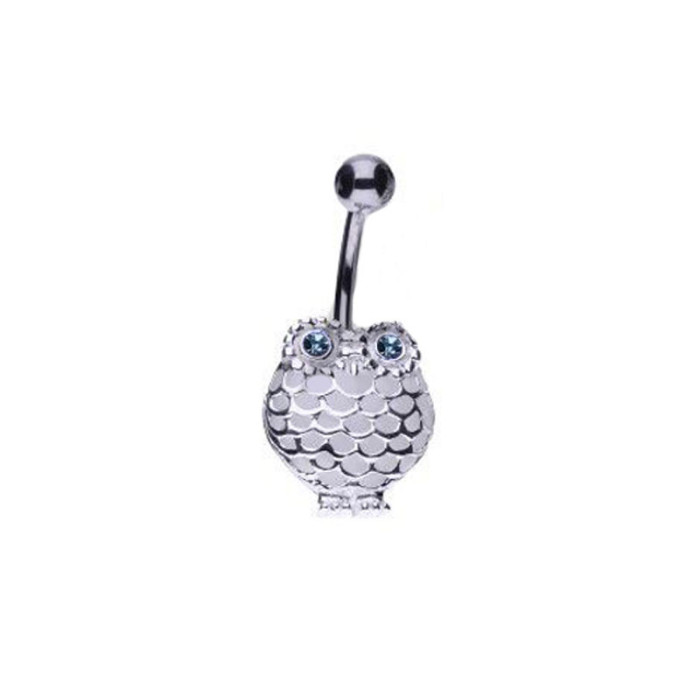 Srebrny kolczyk do pępka 925 sowa aqua 4,13g Srebrny kolczyk do pępka 925 sowa aqua 4,13g