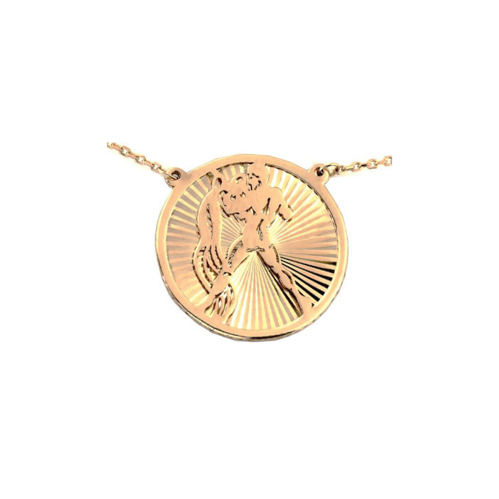 ZŁOTY NASZYJNIK 585 DWUSTRONNY ZNAK ZODIAKU WODNIK ZŁOTY NASZYJNIK 585 DWUSTRONNY ZNAK ZODIAKU WODNIK