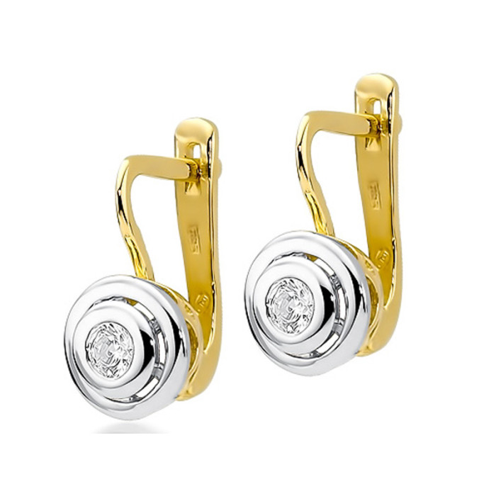 Złote kolczyki 585 eleganckie diamenty brylanty Złote kolczyki 585 eleganckie diamenty brylanty