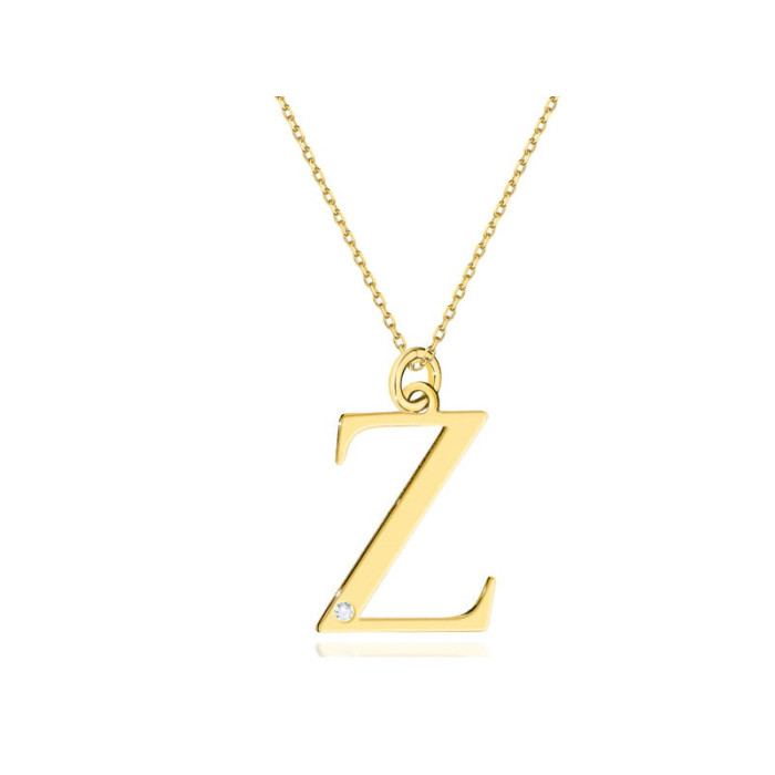 Złoty naszyjnik 585 literka Z z diamentami 0,9g Złoty naszyjnik 585 literka Z z diamentami 0,9g