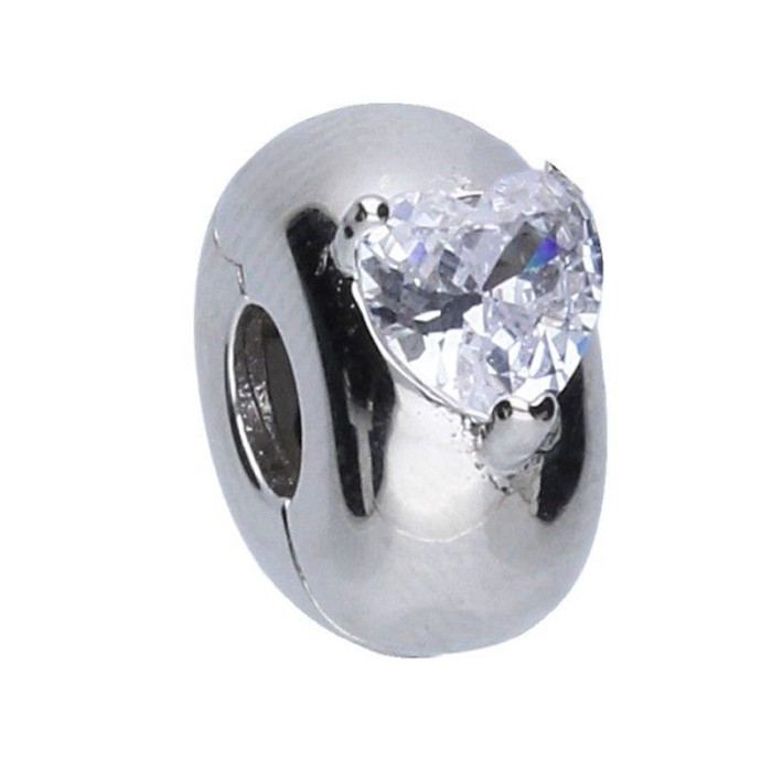 Srebrna zawieszka 925 bead z sercem z cyrkonii 2,94g Srebrna zawieszka 925 bead z sercem z cyrkonii 2,94g