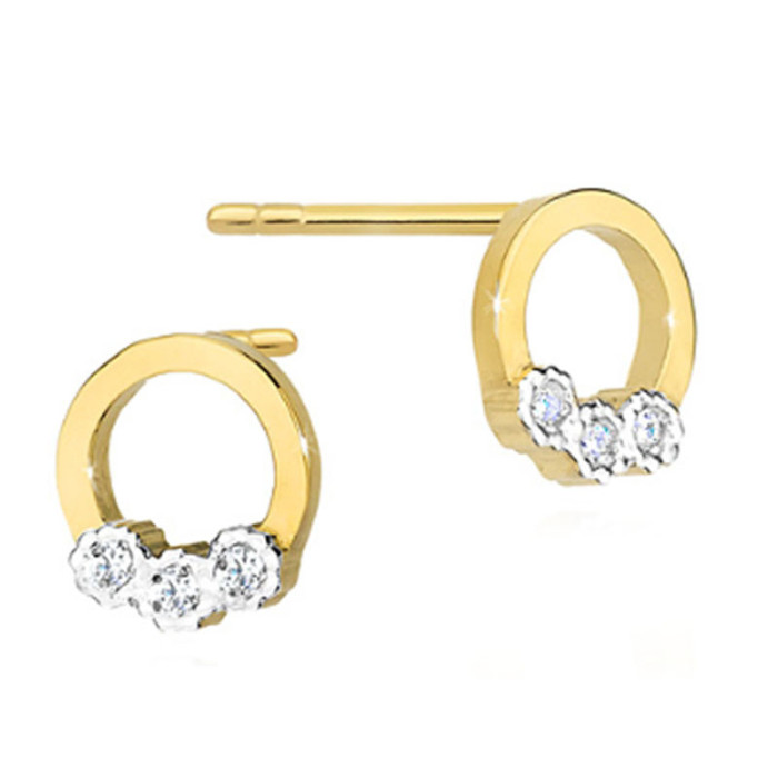 Złote kolczyki 585 ringi z diamentami brylant Złote kolczyki 585 ringi z diamentami brylant