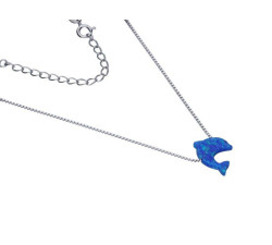 Srebrny naszyjnik 925 opal w kształcie delfinka 2,16g