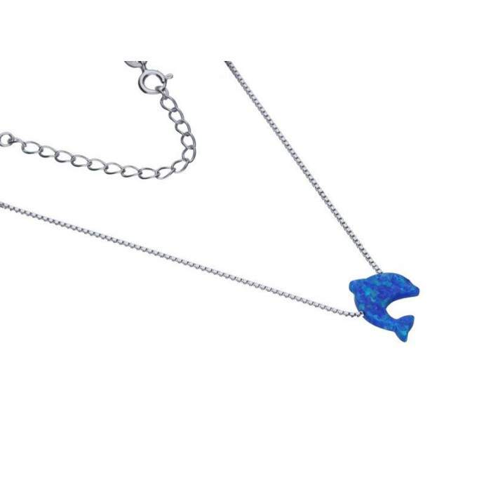 Srebrny naszyjnik 925 opal w kształcie delfinka 2,16g Srebrny naszyjnik 925 opal w kształcie delfinka 2,16g