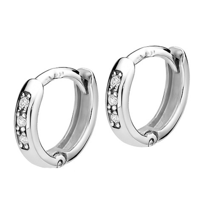 Kolczyki z białego złota 585 eleganckie kółeczka diamenty Kolczyki z białego złota 585 eleganckie kółeczka diamenty
