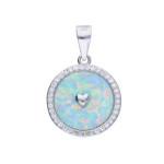 Srebrna przywieszka 925 serce w kole opal