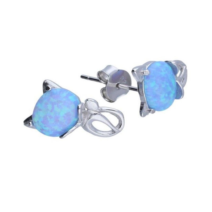 Srebrne kolczyki 925 sztyft kotek opal Srebrne kolczyki 925 sztyft kotek opal