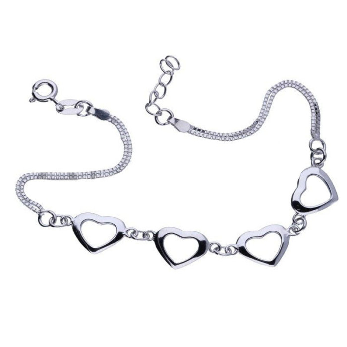 Srebrna bransoletka 925 ażurowe serca 3,32g Srebrna bransoletka 925 ażurowe serca 3,32g
